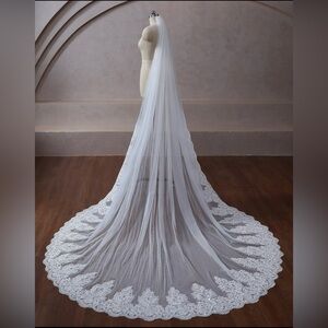 Lace Edge Wedding Veil, Long Cathedral Bridal Veil